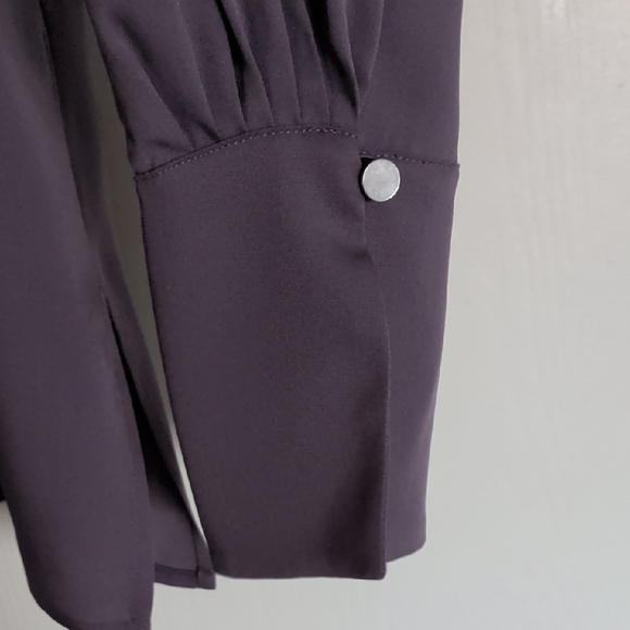 Theory Lavender Button-Front Long Sleeve Blouse - Picture 4 of 6